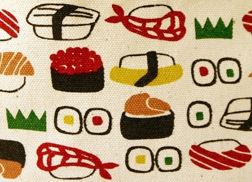 ミニトートバッグ　内ポケット付　おすしWH 画像